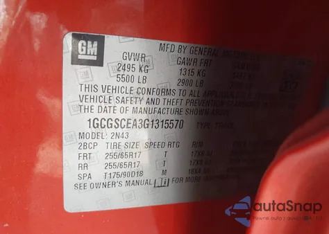 2016 Chevrolet Colorado Lt из США, поврежденный, VIN 1GCGSCEA3G1315570